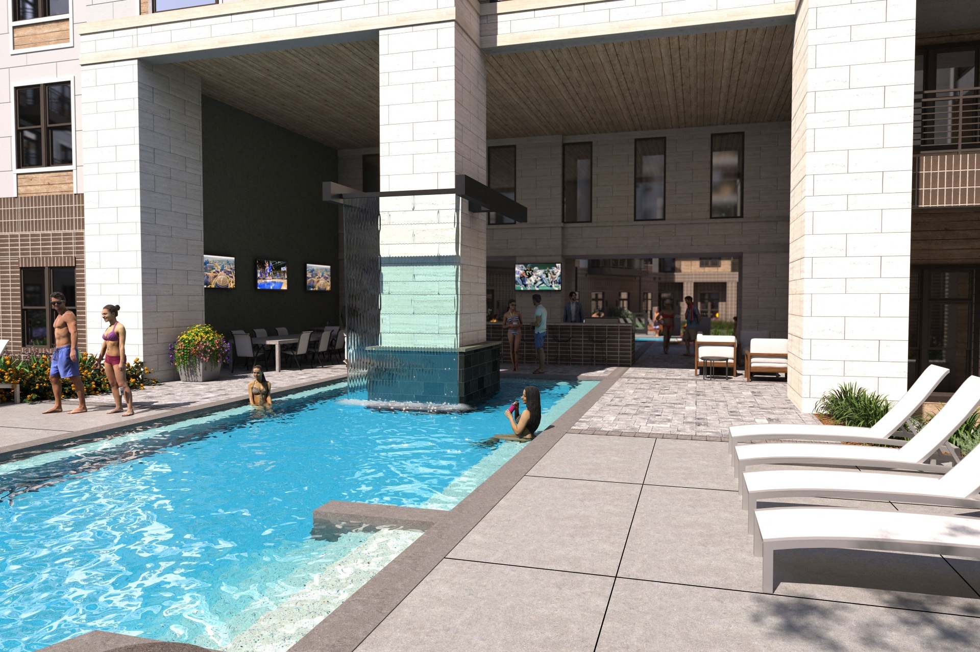 Lenox Burnet New Apartments in Austin, Texas Exterior and Pool Rendering
